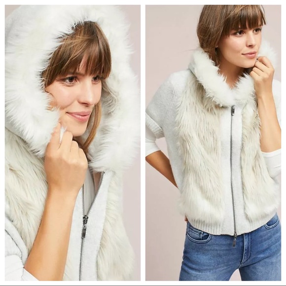 Anthropologie Sweaters - NWOT Anthro Sleeping On Snow Faux Fur Sweater
